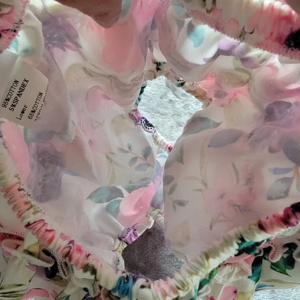 Tiered-Ruffle Bloomers Baby Girl 3-6M White Floral Excellent Bow 736